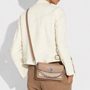 Coach Parker crossbody bag with tea rose and chain strap